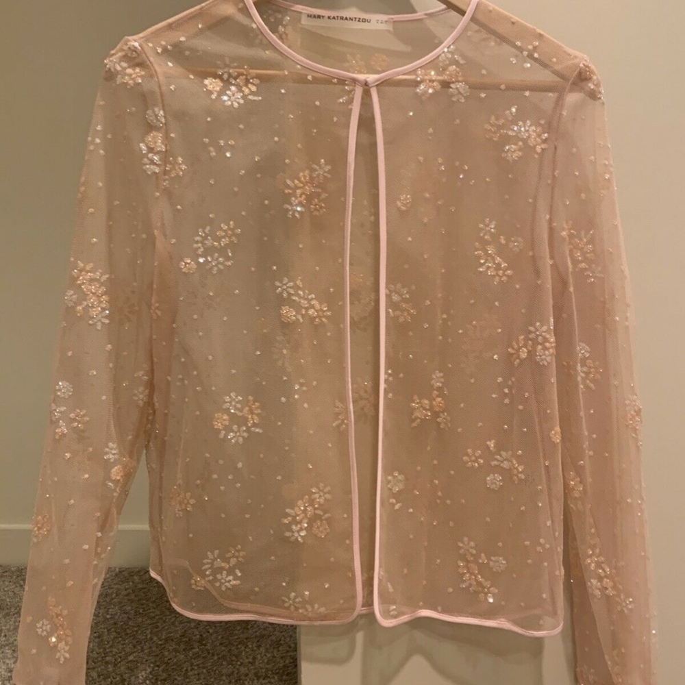 MARY KATRANTZOU Jacket Cardigan Dressy Pink Sheer - Picture 4 of 7
